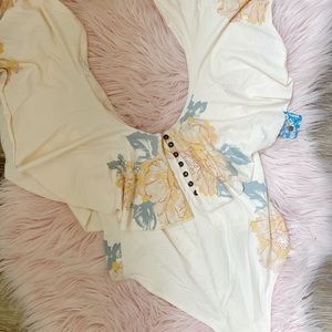 Free People New with Tags Bodysuit Medium Floral Tea Combo Medium